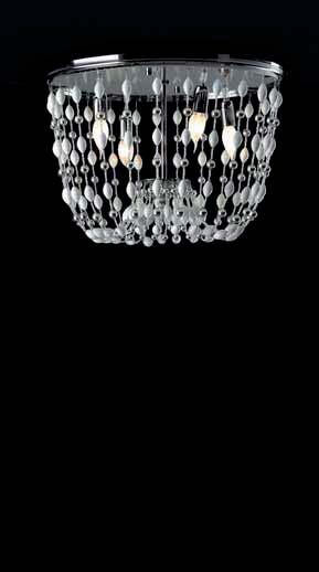 Plafoniera con file di perle in pasta di vetro e cristalli