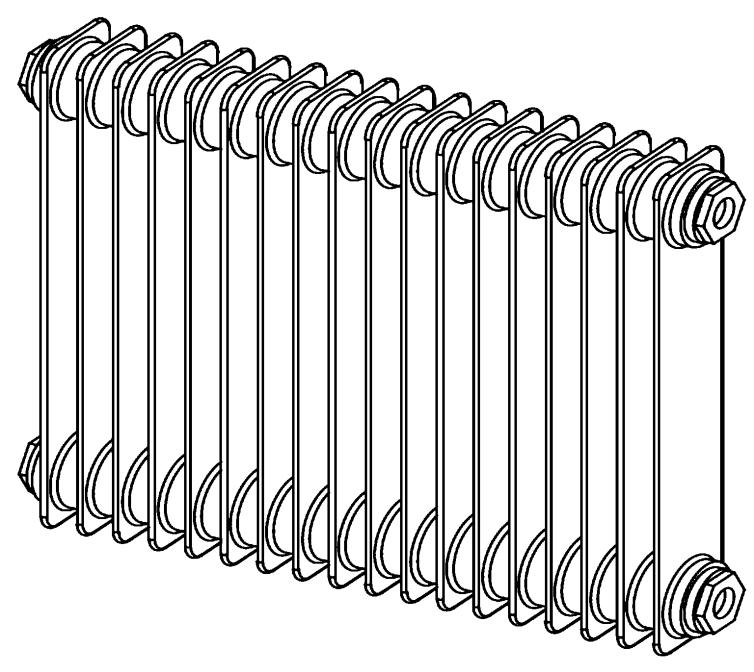 Schema di accoppiamento 5-03-2: radiatore a colonna in ghisa, luce 36 mm (fissaggio a vite) Luce tra gli elementi 36 mm Schema di accoppiamento del sensore remoto 99-01-SR Luce 36 mm 100 cnm Se la