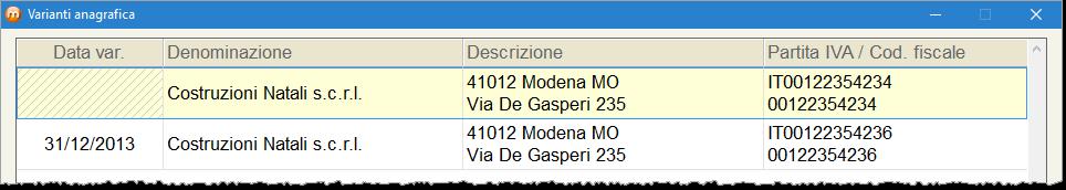 schermata della comunicazione) per inserire/correggere i dati errati.