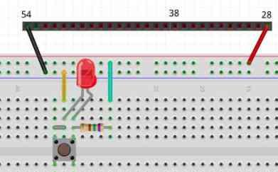 premuto si mettono in corto circuito i due lati "più lontani". L obiettivo è quello di accendere il led quando il pulsante viene premuto, quando è visto come un corto circuito.