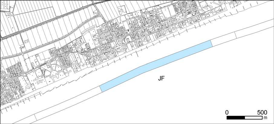 TRATTO JF LOCALITA Jesolo Lido Est LUNGHEZZA 1691 m AZIMUT 68 N Gradonata in cemento limtata verso terra da un muro paraonde. La sommità del muro paraonde è posta a 2.7 m. Assenti.