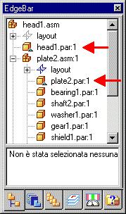 Utilizzo di assiemi di grandi dimensioni Parti semplificate in PathFinder I simboli adiacenti a ciascuna parte nella scheda PathFinder di un assieme appaiono modificati per indicare se è attualmente