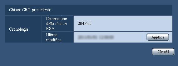 15 Configurazione delle impostazioni di rete [Rete] si clicca il pulsante [Applica] sul riquadro di dialogo Chiave CRT precedente, è possibile sostituire la chiave CRT attuale con quella precedente.