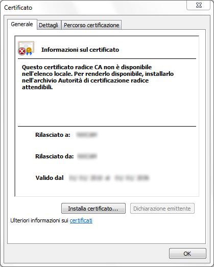 15 Configurazione delle impostazioni di rete [Rete] 4. Cliccare Installa certificato.... Se non è visualizzato [Installa certificato.