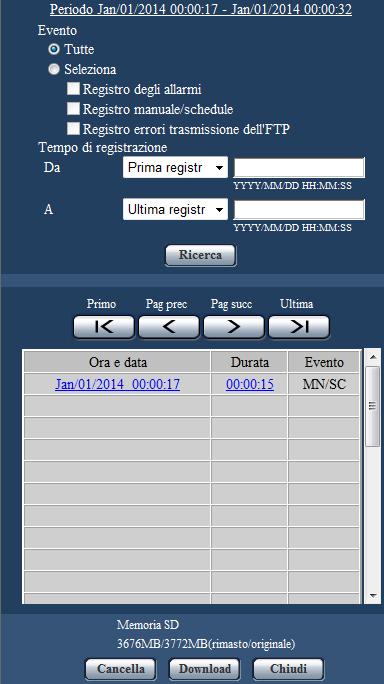 6 Visualizzazione della lista del registro 2. Cliccare il pulsante [Lista]. La lista del registro verrà visualizzata su una nuova finestra che viene aperta (finestra della lista del registro).