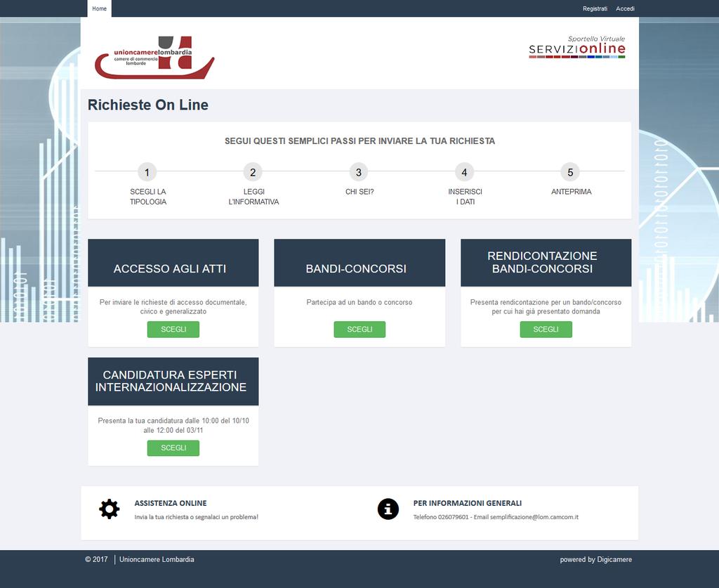 Accedi alla tua piattaforma online: http://servizionline.lom.camcom.