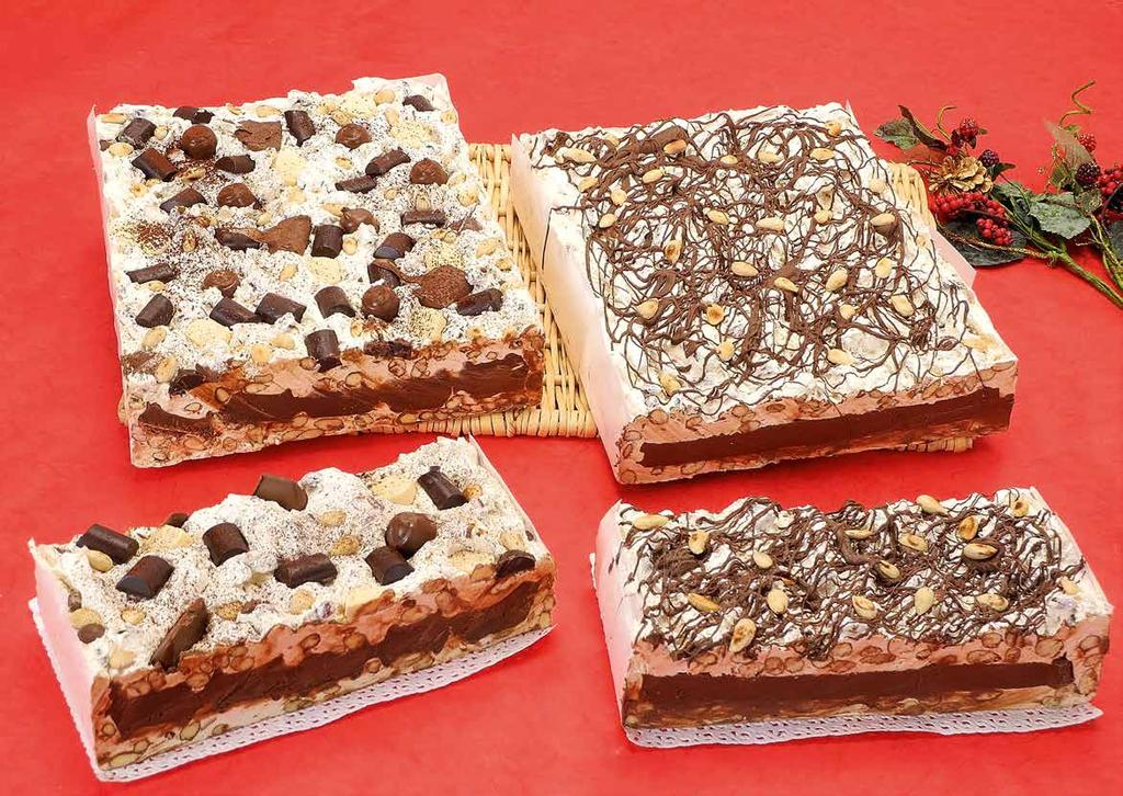 cod. 137 Blocco da 3,5 kg. circa (cm. 28x28x6h) TORRONE TENERO PRALINATO AL CIOCCOLATO cod. 133 Blocco da 3,5 kg. circa (cm. 28x28x6h) TORRONE TENERO AL CREMINO GIANDUIA cod.