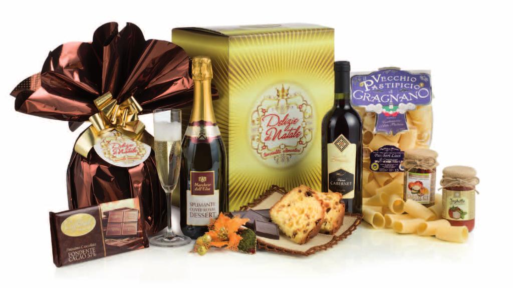 Panettone Classico Artigianale incartato a mano, lievitazione naturale g 750 Marchese dell Elsa Bottiglia Spumante Dolce ml 750 Corte dei Gelsi Bottiglia Cabernet ml 750 Il Vecchio Pastificio di