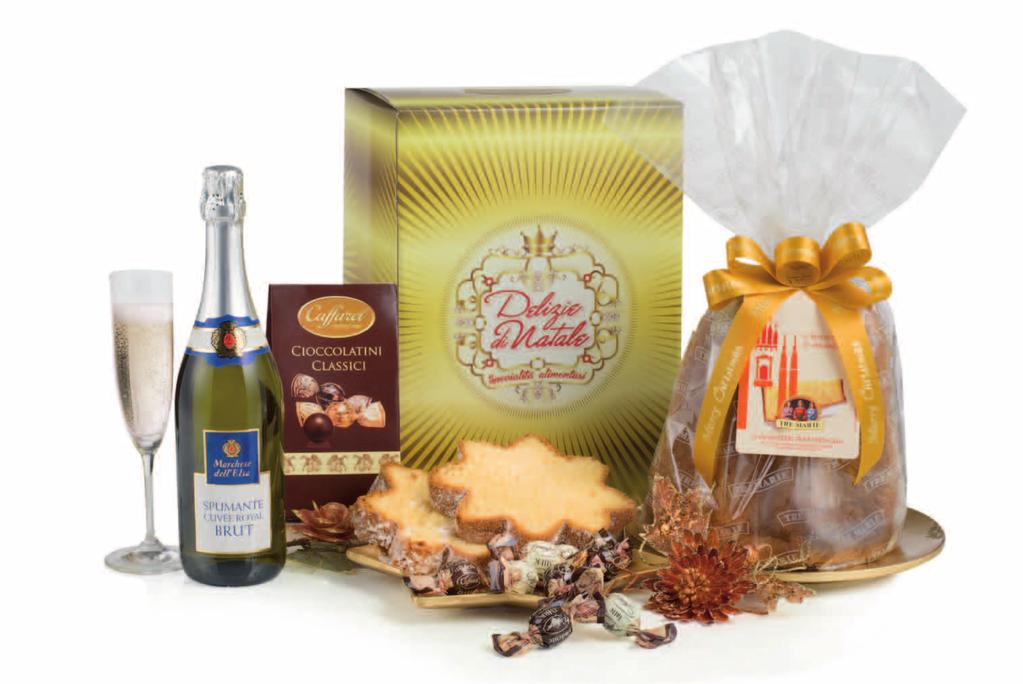 Tre Marie Pandoro Alto Classico g 750 Marchese dell Elsa Bottiglia Spumante Brut ml 750 Caffarel Ballotin Cioccolatini assortiti g 80 Charles Baudelaire Francia Cod.