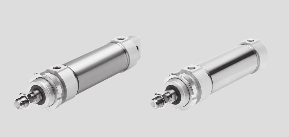 Cilindri rotondi DSNU Foglio dati Funzione Varianti 16 -N- Diametro 32...63 mm Tipo base Attacco di alimentazione radiale MQ -T- Corsa 1.