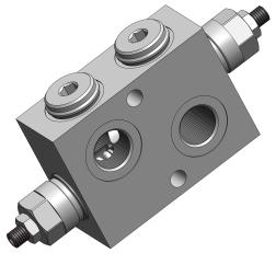 RVD-DI-S4-9.9 Dual cross over direct acting relief valves Valvole di massima pressione doppie incrociate Rev..4.4 Rated flow: ax.lu. operating press: ax.