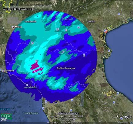 Mappe radar di precipitazione cumulata dalle 18 UTC alle 24 UTC