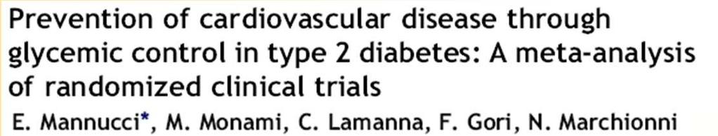 Cardiovascular mortality In trials in which the reduction of HbA1c was