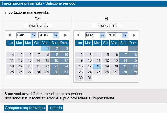 Il sistema effettua un primo controllo sui documenti rilevati nel periodo. In caso di errori segnala i correttivi da realizzare e come procedere allo scopo.