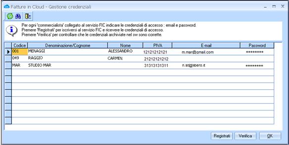 7.52.0 Multiaziendale - credenziali Le funzionalità di integrazione con FIC sono disponibili sia per lo Studio commercialista che per gli intermediari registrati nel software.
