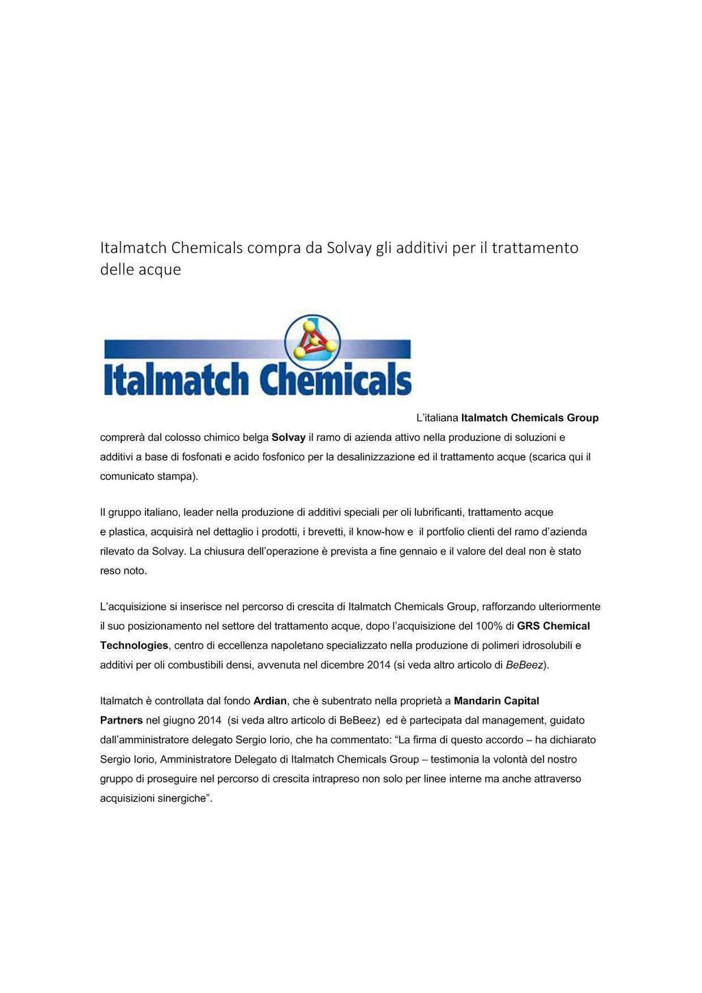 18/01/2016 WebShake ITALMATCH CHEMICALS