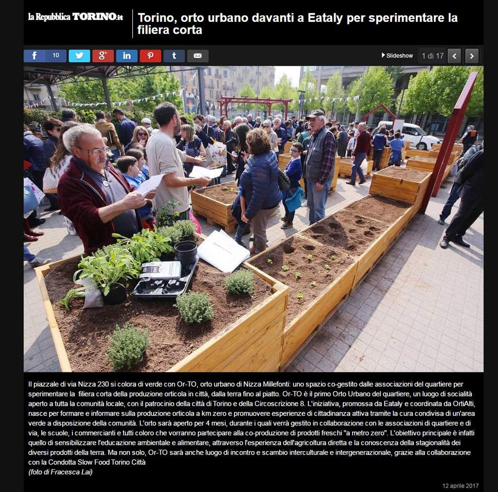 Torino, orto urbano davanti a Eataly per sperimentare la filiera