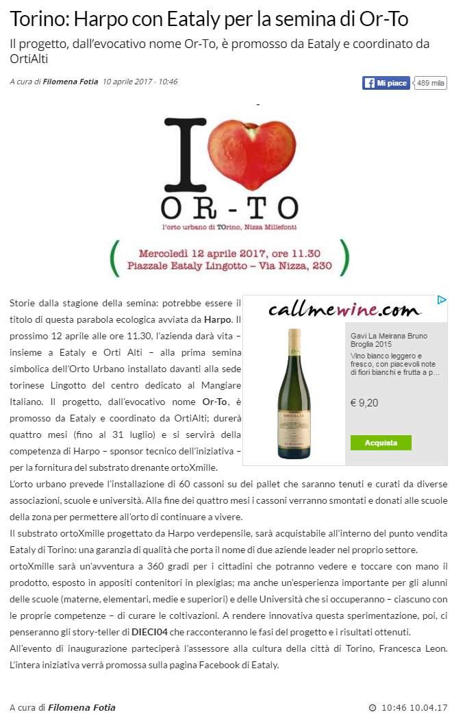 Torino: Harpo con Eataly per