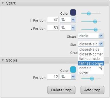 La particolarità di questo tool consiste nella possibilità di gestire manualmente la direzione della sfumatura modificando i parametri della posizione verticale e orizzontale