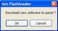 Dovrebbe apparire la finestra: 2. Cliccare su OK. L i-on Flashloader inizia a trasmettere il file.bin alla centralina i-on40.
