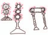 4 Ingranaçs Rappresentazione grafica del meccanismo costruito. Viene proposto il gioco interattivo sul blog surisin Toni : http://surisintoni.blogspot. it/2012/03/dos-ruedis.