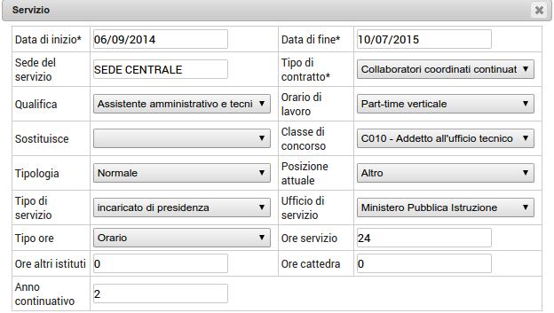 E' sempre possibile possibile modificare un servizio cliccando sull'icona di modifica in corrispondenza del servizio da