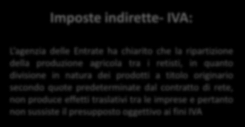 Disciplina fiscale del contratto di rete agricolo Risoluzione n.