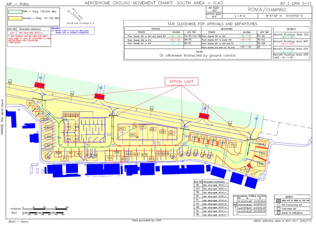 Apron Area SOUTH Nota: In base alla situazione operativa in atto ed alla quantità di traffico sarà possibile gestire l area in maniera flessibile.