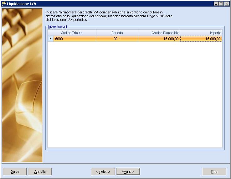 Indicare l importo da intromettere Figura 18 E possibile intromettere il credito: - subito nella prima liquidazione IVA (mese o trimestre) - oppure durante l anno quando si ha la necessità La
