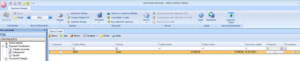 Delega tributi - crediti Nella delega verrà aggiornato il credito residuo che risulta al netto di quanto utilizzato in compensazione verticale in contabilità Figura 23 Figura 24