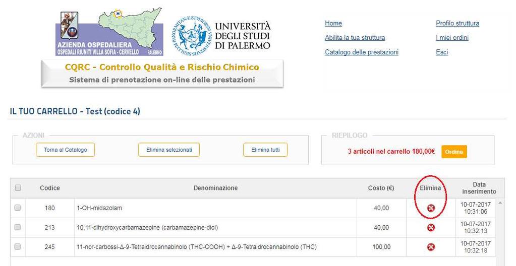 E possibile visualizzare la scheda dettagliata di una prestazione insieme alla eventuale modulistica associata cliccando sull icona presente in corrispondenza della colonna Scheda.