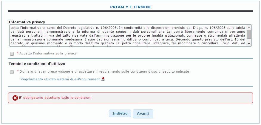 Figura 4 Registrazione di base: accettare i termini sulla privacy La registrazione di base è stata completata.