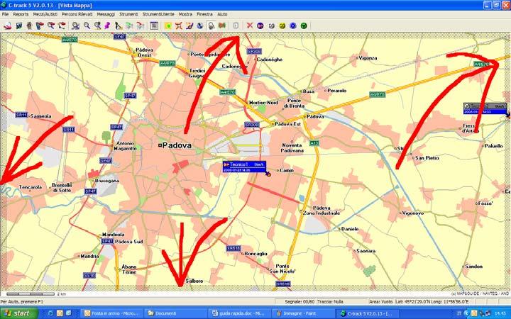 3. Spostamenti in Mappa 3,1. Come muoversi in mappa C-Track 5 Lo spostamento nella mappa C-Track 5 si fa in diverse modalità 1. usando il bordo di mappa per spostarsi nella direzione scelta.