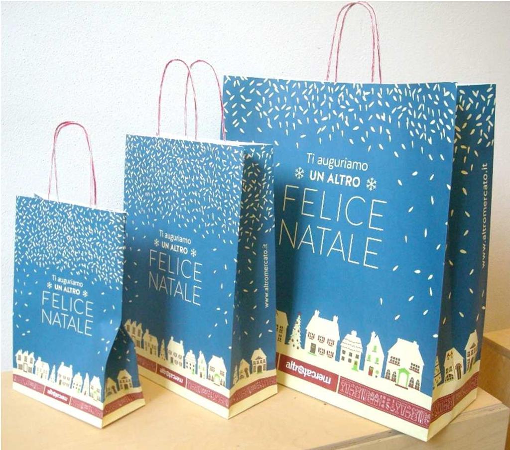 Borse Felice Natale in carta Cod. 90000196 borsa natalizia in carta GRANDE cm 46 x prof. 18 x h 48 Prezzo 0,50 Cod.