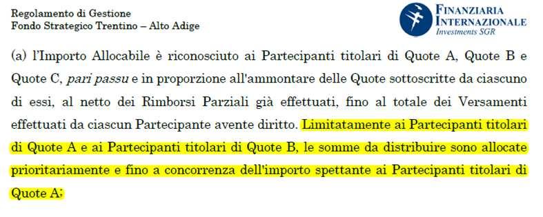 FSTAA: la tutela del risparmio previdenziale 12 Le quote di partecipazione di classe A, esclusive per i Fondi Pensione e Casse di Previdenza, sono controgarantite, come da regolamento di gestione,