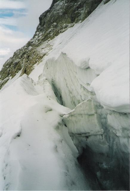 Crepacci terminali Il crepaccio terminale si forma nel punto dove il ghiacciaio si stacca dal pendio della