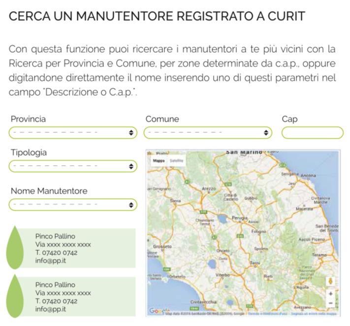 Ricerca manutentore Breve presentazione aziendale Riferimenti e-mail, recapiti telefonici Indirizzamento al sito istituzionale Indirizzamento account social Sviluppo futuri Targatura Non