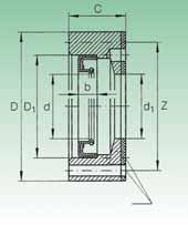 Portatenute - serie DRS Seal carrier assembly DRS series 1) albero (mm) diameter (mm) Dimensioni (mm) - Dimensions (mm) Anello di tenuta radiale - Rotary shaft seals Relativi cuscinetti D C d 1 Z d D