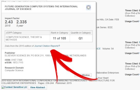 .." e si cliccherà sul nome del journal "FUTURE GENERATION COMPUTER SYSTEMS". 2.