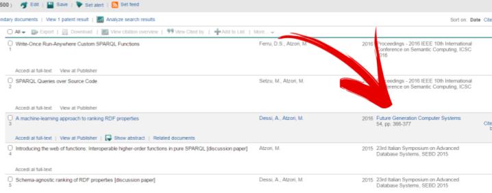 Calcolo Quartile Journal su SCOPUS/Scimago 1. Data una pubblicazione, annotare il nome del journal.