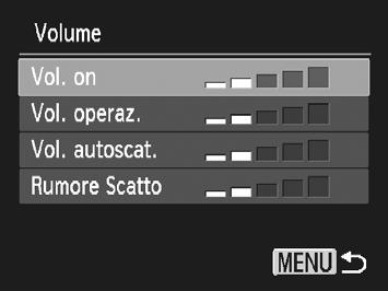 Modifica delle impostazioni sonore È possibile disattivare o regolare il volume dei segnali acustici della fotocamera. Disattivazione dei suoni Visualizzare il menu. Premere il pulsante n.