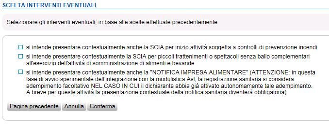 Selezione operazione Attività soggette a