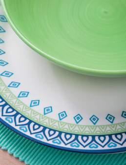 TEXTURE TESSILE DINNER PLATE AND DESSERT PLATE FEATURING AN ORIGINAL TEXTILE