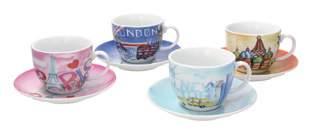 MICROONDE microwave safe CONFEZIONE REGALO gift box CONFEZIONE 4 TAZZE TÈ C/P CC 200 set of 4 tea cups &