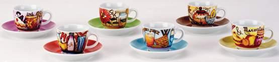 IRIS BREAKFAST CONFEZIONE 6 TAZZE CAFFÈ C/P CC 100 set of 6 espresso cups & saucers 100 cc