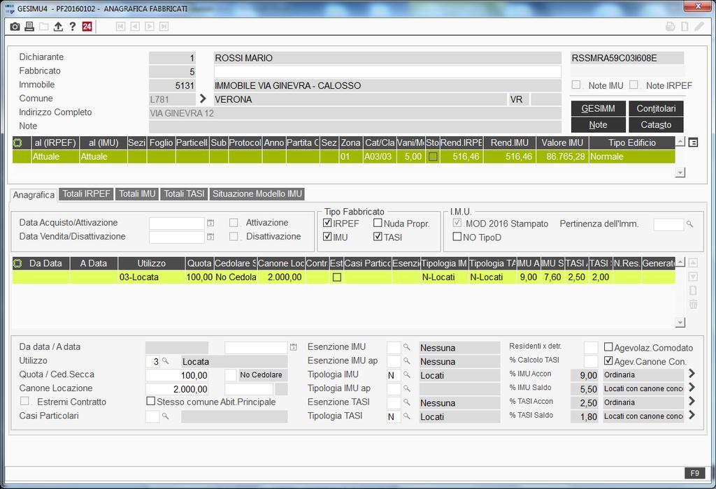 Per visualizzare tutte le aliquote presenti nel file della banca dati