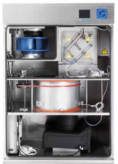 Essiccatore rigenerativo principio di funzionamento Ventilatore Aria asciutta Aria di rigenerazione Riscaldatore di rigenerazione Zona di rigenerazione del rotore Involucro in acciaio inox Tutti i