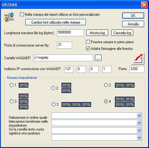 Opzioni Serve a configurare le impostazioni di base del programma. La porta di connessione server FTP (predefinita 21) deve essere la medesima di quella configurata nelle telecamere di lettura targhe.