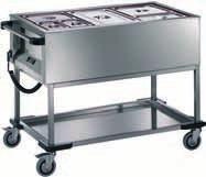 CARRELLO TERMICO CON VASCA STAMPATA RISCALDAMENTO AUTOMATICO SECCO E BAGNOMARIA (GN ESCLUSE) Struttura in acciaio inox 18/10 AISI 304 completamente saldata, tubo quadro 30x30 mm.