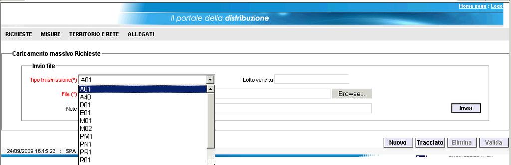 Si compila il campo File indicando il percorso del file oppure selezionandolo attraverso il tasto Browse, e si conferma cliccando sul tasto Invia.